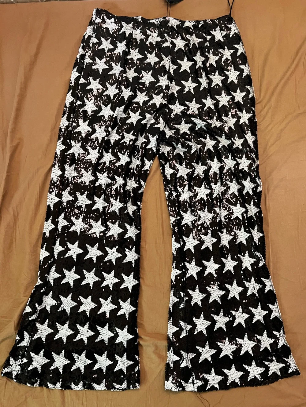 Nasty Gal Black Sequin Star Flare Pants